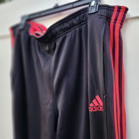 Adidas Joggers Loungewear Track Pants XL- BLACK/RED 3 STRIPES - Picture 1 of 4